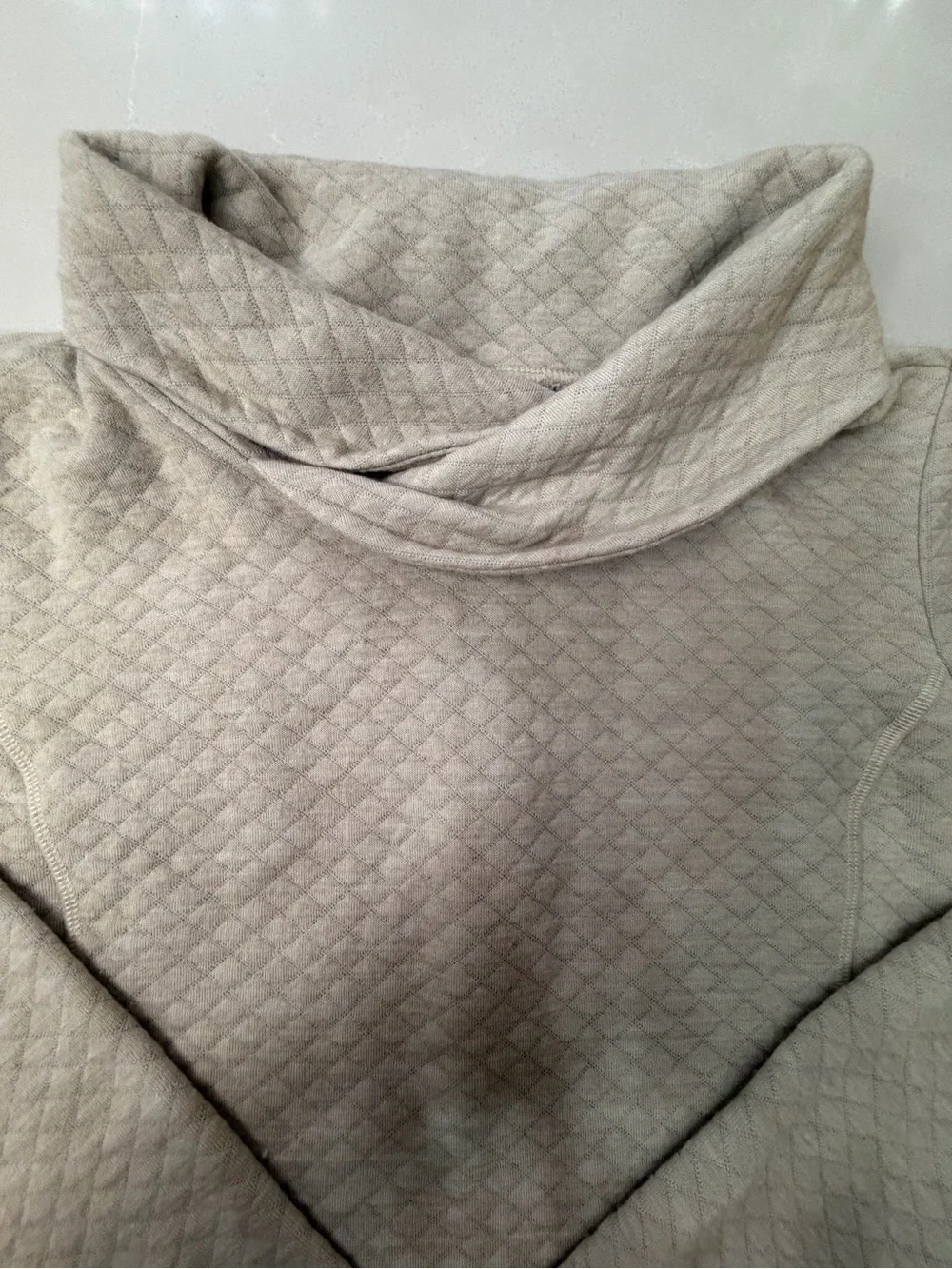 KÜHL Athena Quilted Cowl Neck Pullover Sweater Wool Blend Cream Dove, L